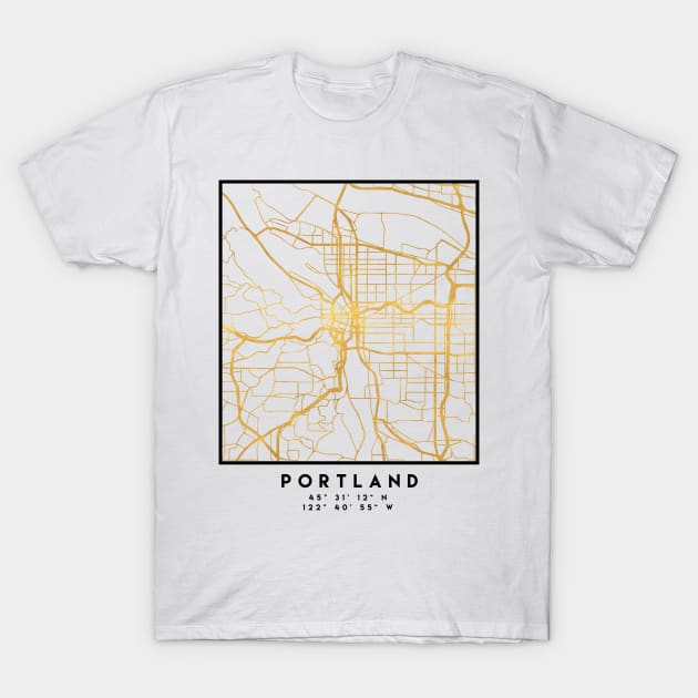 PORTLAND OREGON CITY STREET MAP ART T-Shirt by deificusArt